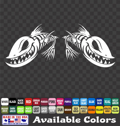 Angry Zombie Fish Skeleton Vinyl Decal – Fishing Skull Sticker
