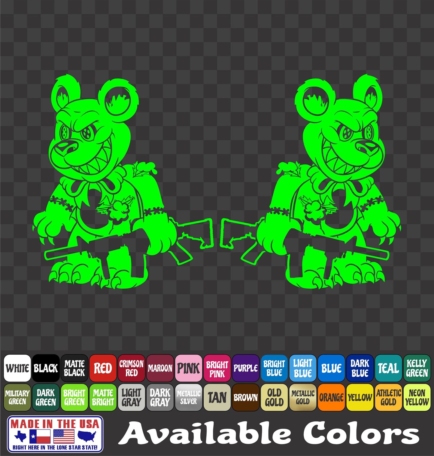Evil Teddy Bear Zombie Sticker Tactical 2A Voodoo Vinyl Window Decal