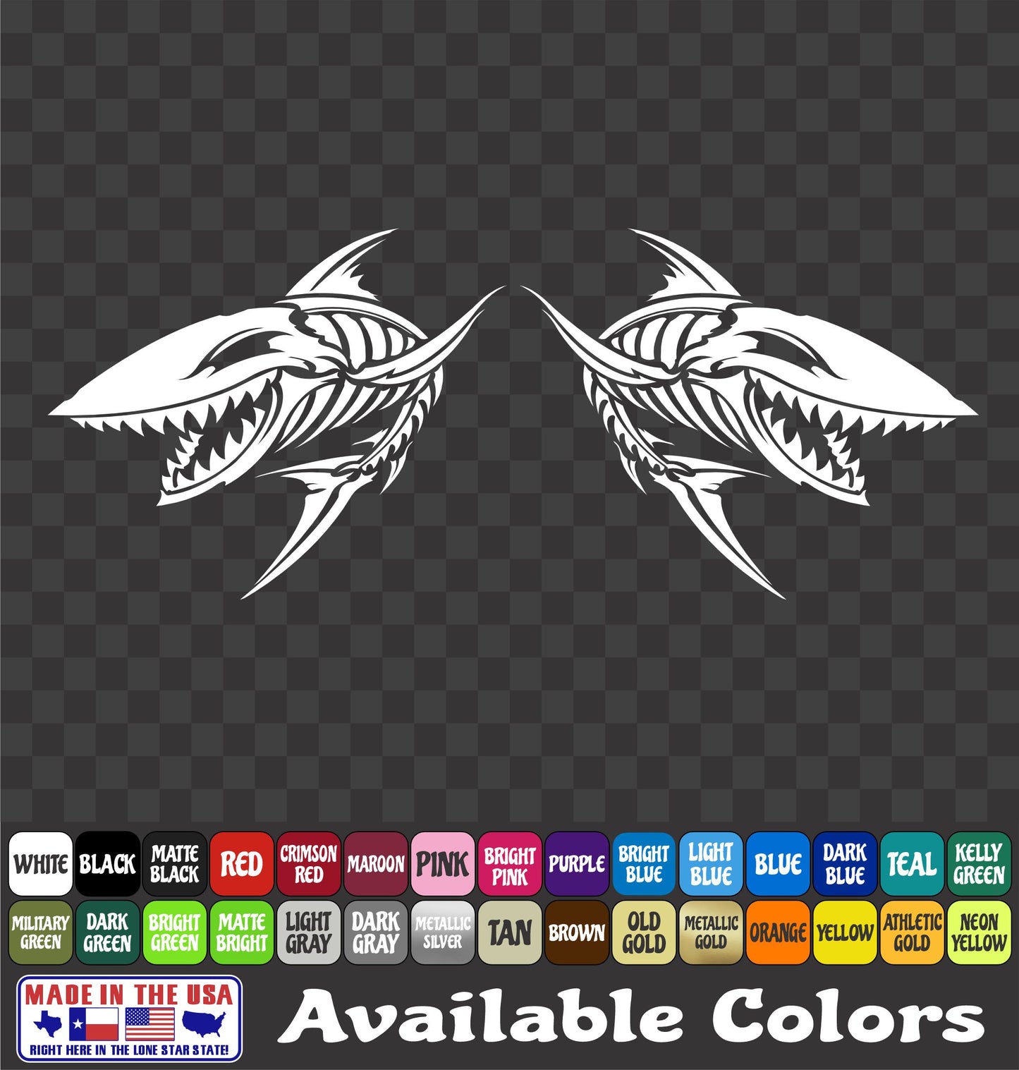Angry Shark Skeleton Vinyl Decal – Ocean Fish