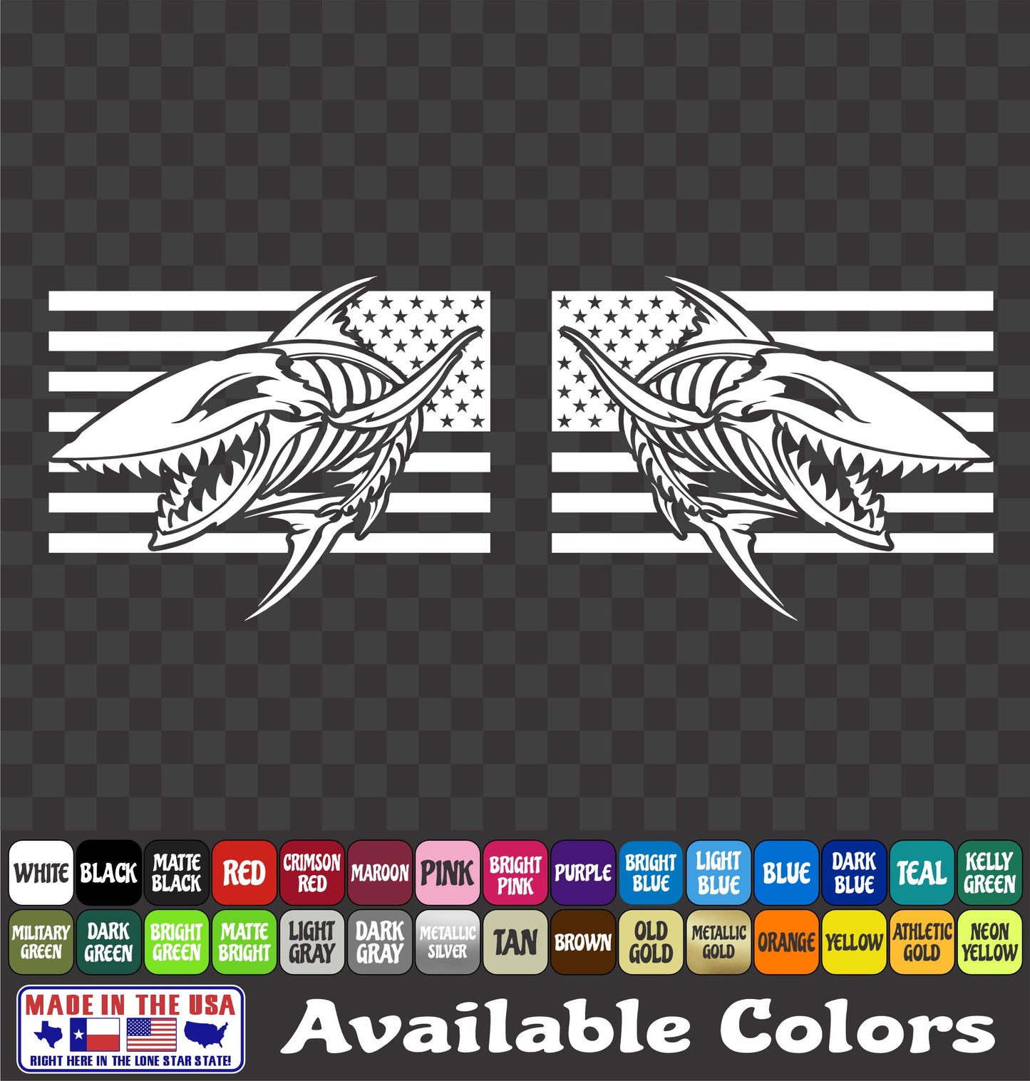 American Flag Shark Skeleton Vinyl Decal – Angry Fish Bones