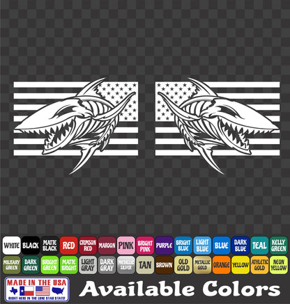 American Flag Shark Skeleton Vinyl Decal – Angry Fish Bones