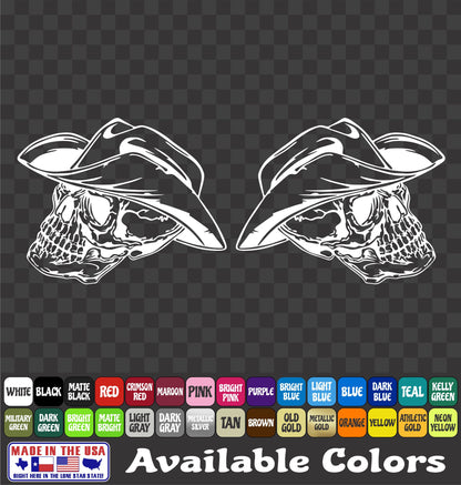 Cowboy Skull Sticker Skeleton Western Hat Vinyl Car Window Decal