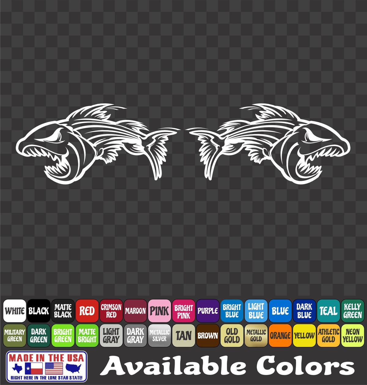 Angry Striper Fish Skeleton Vinyl Decal
