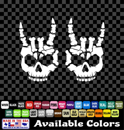 Metal Horns Sticker Skeleton Hand Rock and Roll Heavy Metal Skull Decal
