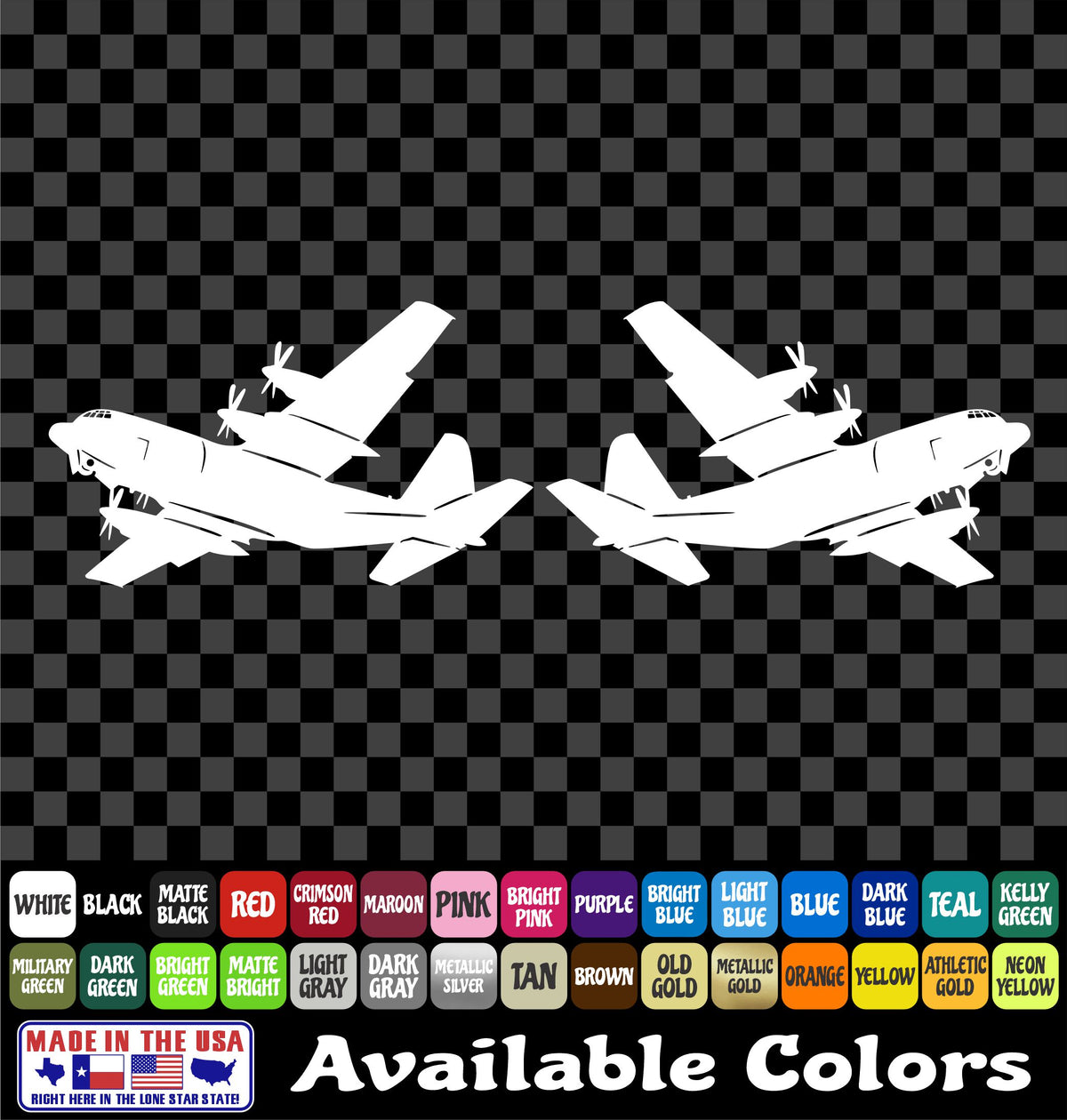 C-130 Airplane Sticker – Air Force Hercules Cargo Plane Military Vinyl Decal
