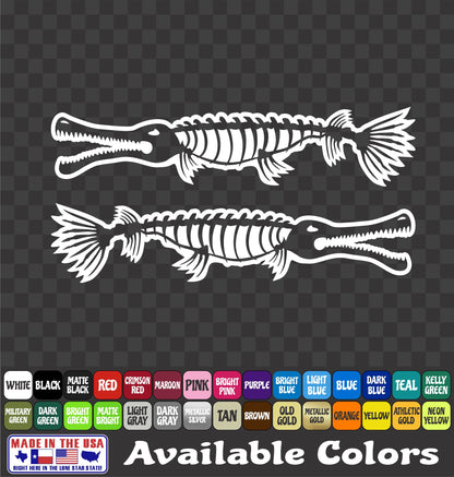 Alligator Gar Skeleton Outline Bowfishing Vinyl Decal – Hunter Design
