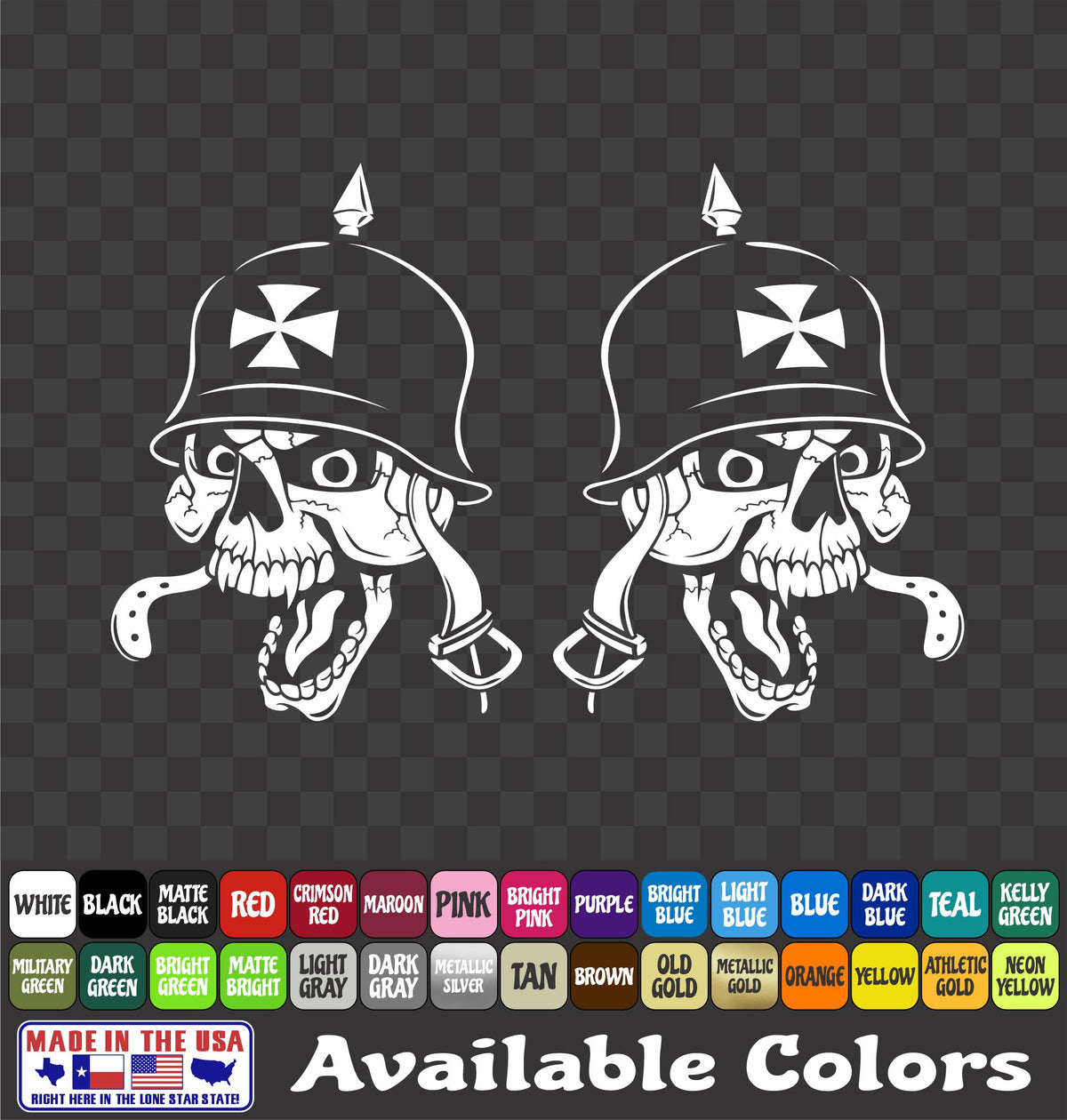 Laughing Skull Skeleton Iron Cross Helmet Vinyl Gas Tank Safe Decal