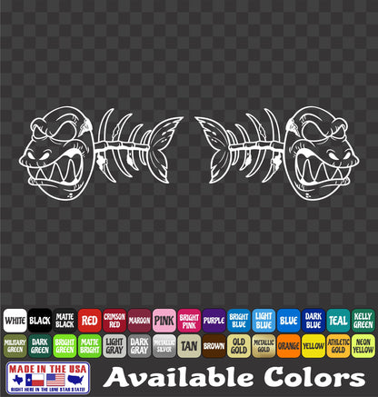Zombie Fish Skeleton Vinyl Decal – Skull Bowfishing Sticker