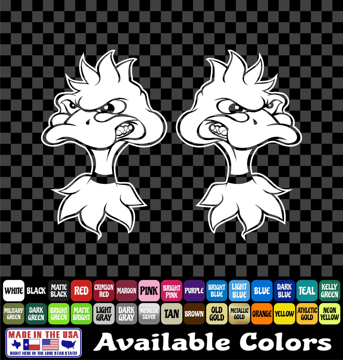 Angry Duck Head Sticker Mascot Waterfowl Hunting Fun Vinyl Decal