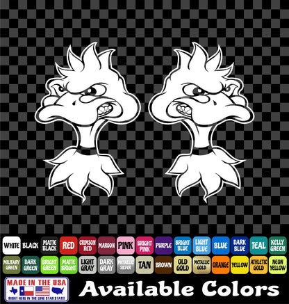 Angry Duck Head Sticker Mascot Waterfowl Hunting Fun Vinyl Decal