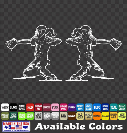 Baseball Softball Catcher Sticker Slugger Glove Vinyl Decal