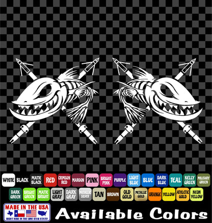 Angry Zombie Fish Skeleton Bowfishing Vinyl Decal