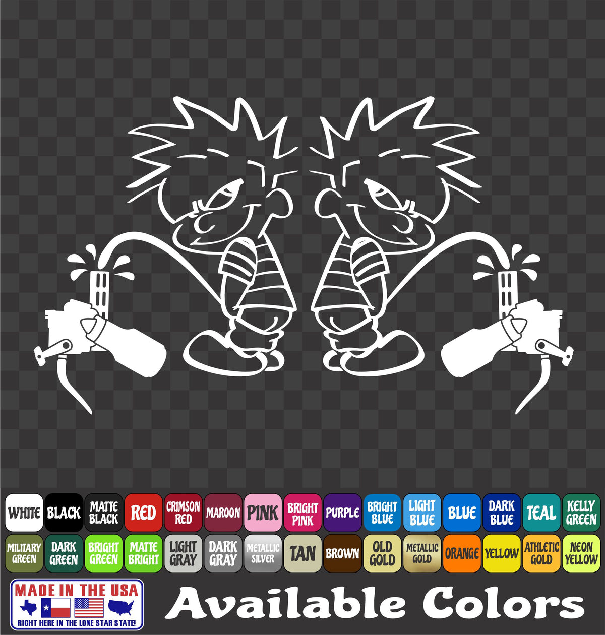 Calvin Pissing on Bottle Retriever Detailed Vinyl Decal – Funny Bowfishing Sticker