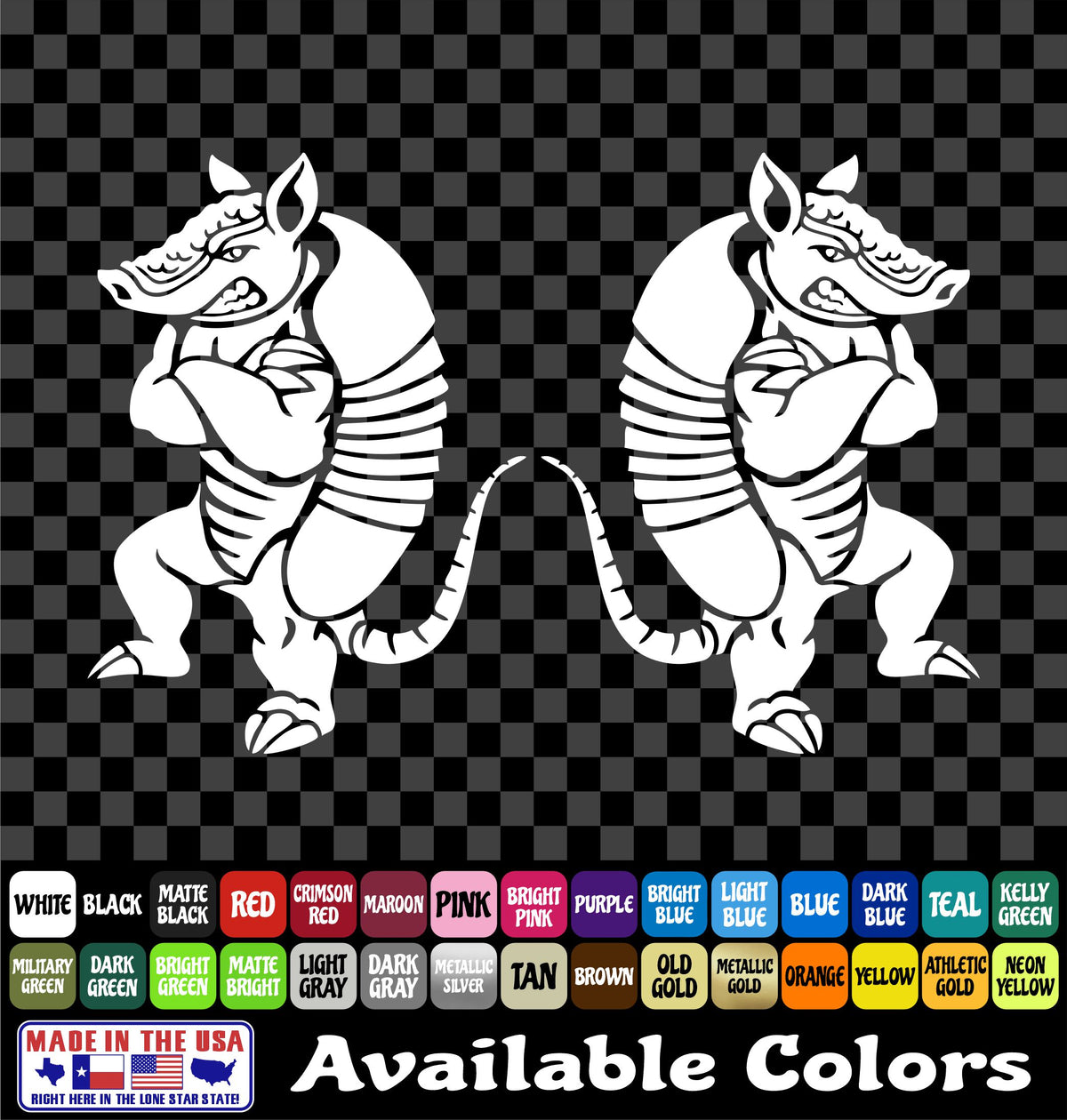 Armadillo Sticker Texas Wild Armored Animal Vinyl Decal Car Truck