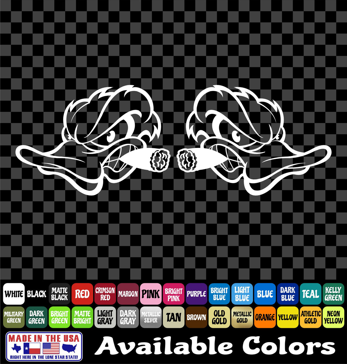 Angry Duck Head Cigar Sticker Mascot Waterfowl Hunting Vinyl Decal