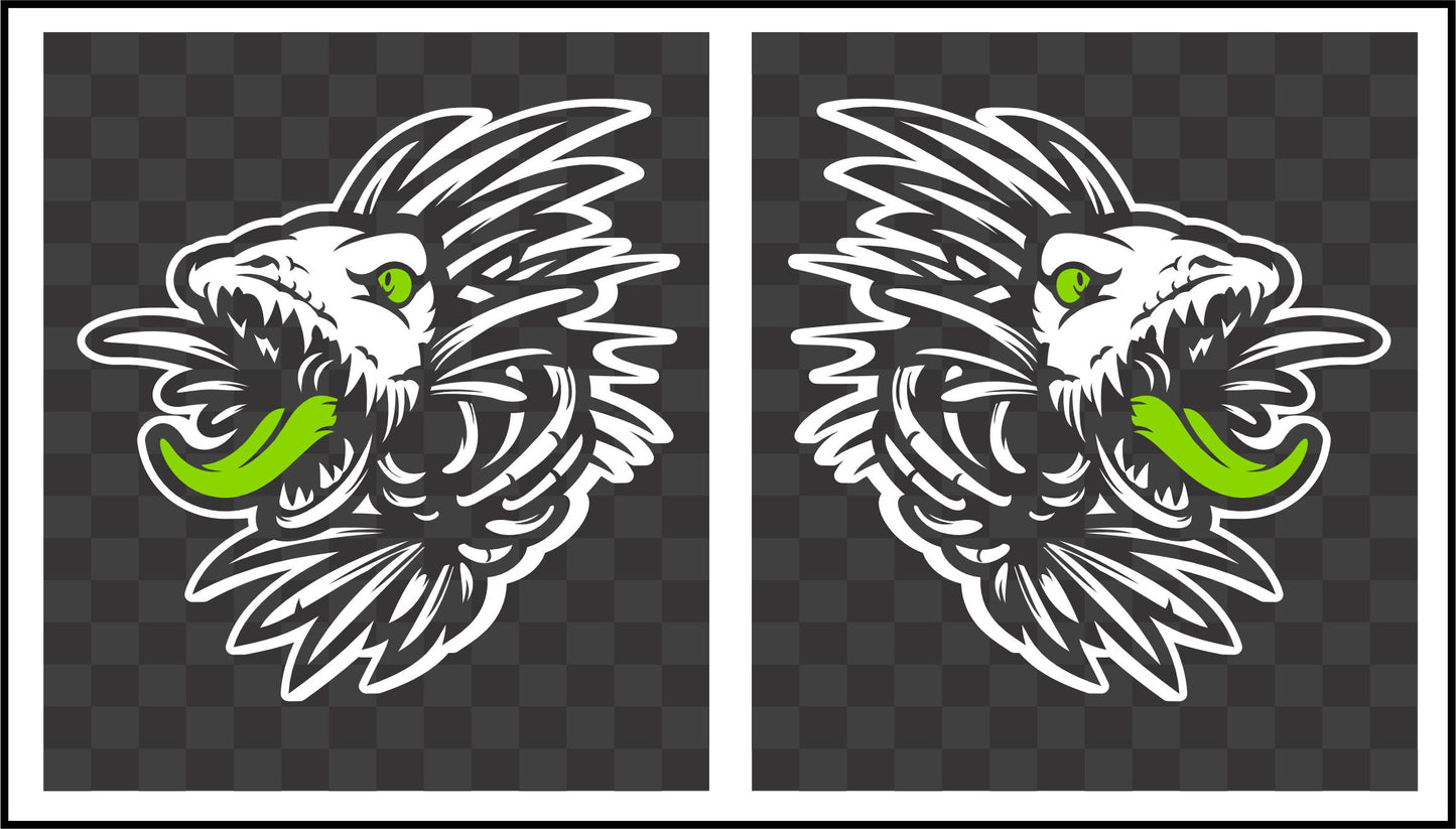 Scary Zombie Fish Skeleton Vinyl Decal – Evil Fishing Skull Sticker (2 color)