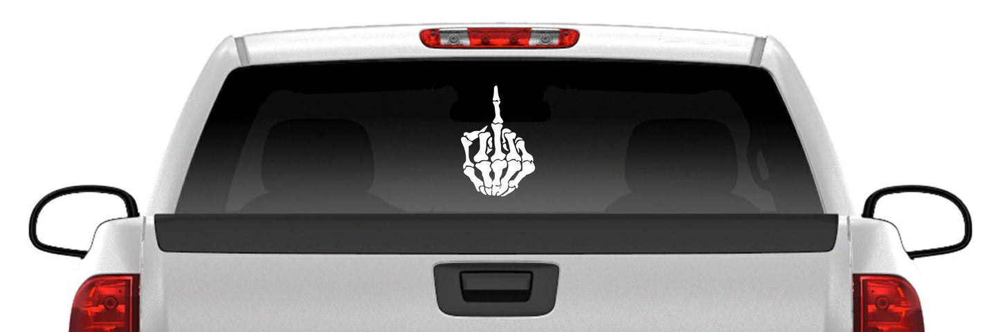 Bone Hand Sticker Skeleton Flip Off Middle Finger Vinyl Decal