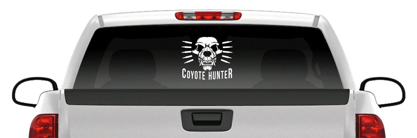 Coyote Hunter Skull Vinyl Decal – Predator Hunting Sticker