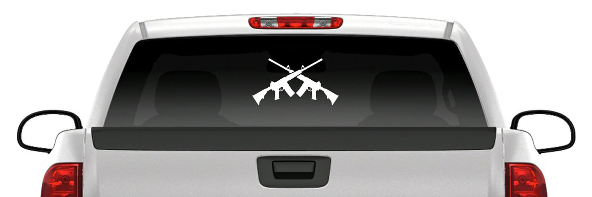 Crossed Rifle Sticker – Tactical Military Style Vinyl Decal