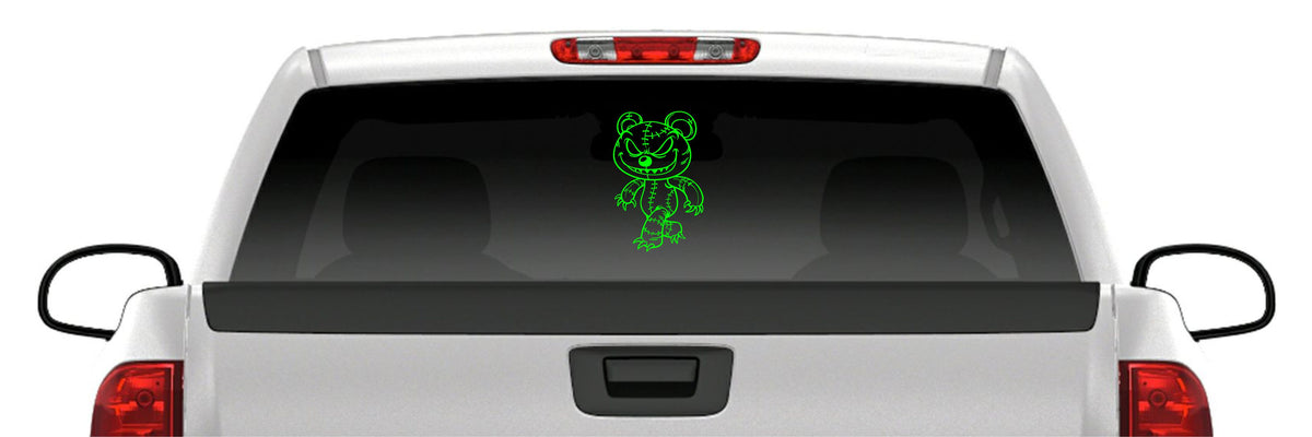 Zombie Teddy Bear Sticker Evil Grin Voodoo Vinyl Window Decal
