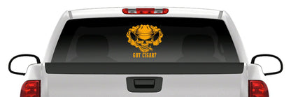 Got Cigar? Sticker Skull Skeleton Western Hat Vinyl Car Window Decal