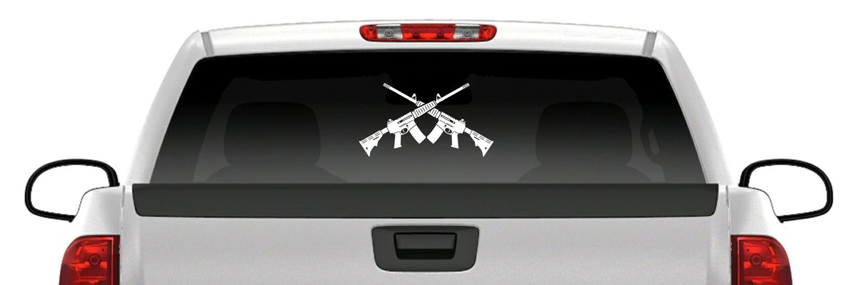 Crossed Rifle Sticker – Tactical Military Style Vinyl Decal