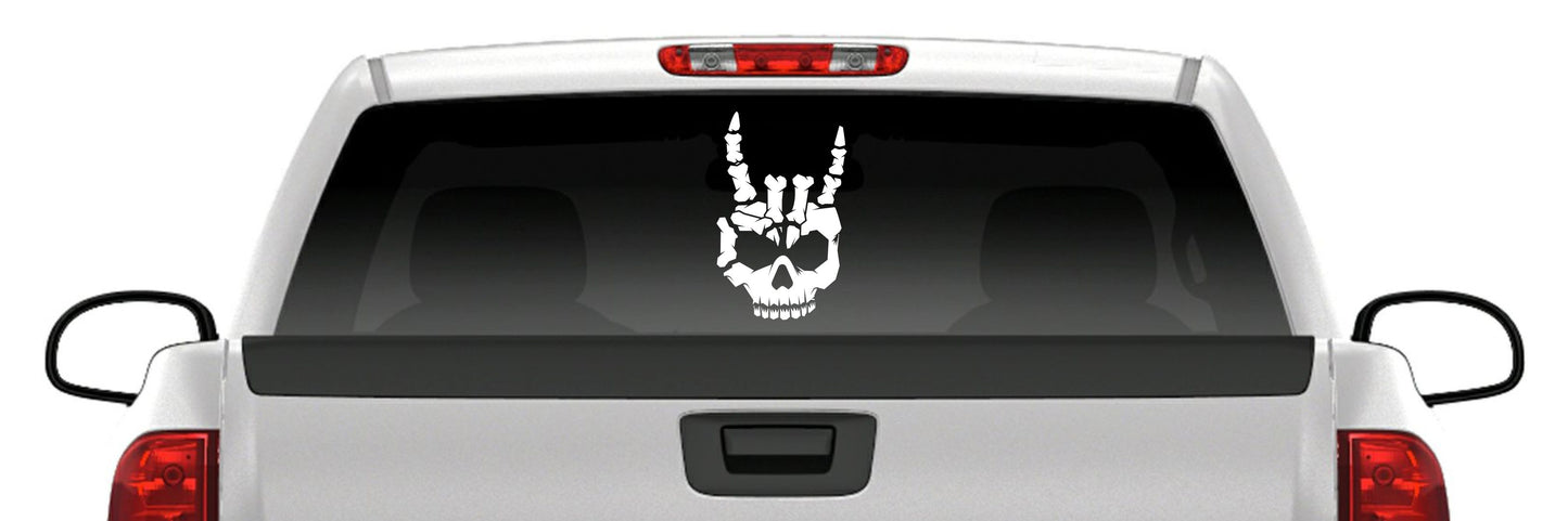 Metal Horns Sticker Skeleton Hand Rock and Roll Heavy Metal Skull Decal