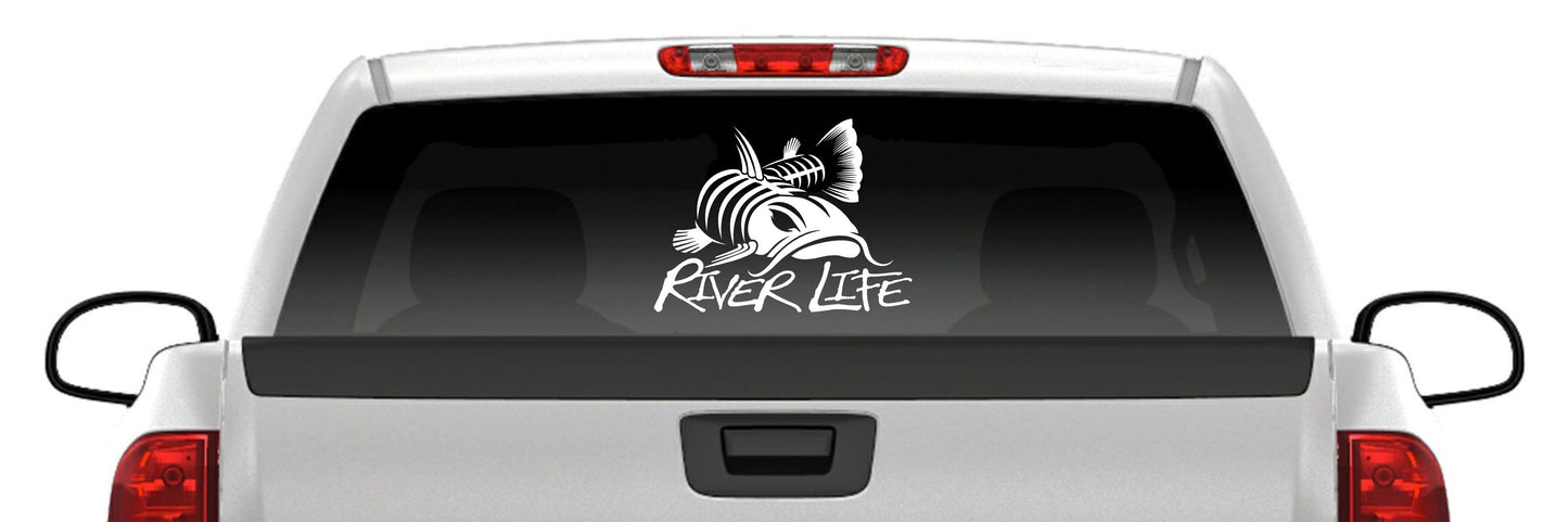 Flathead Catfish “River Life” Vinyl Decal