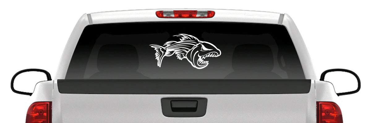 Angry Striper Fish Skeleton Vinyl Decal