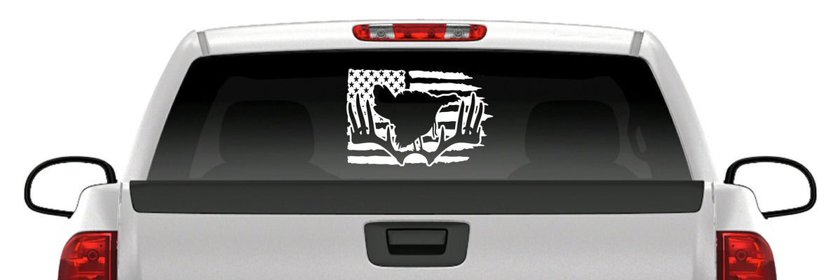 Turkey Flag Deer Antler Decal – Hunting Vinyl Sticker