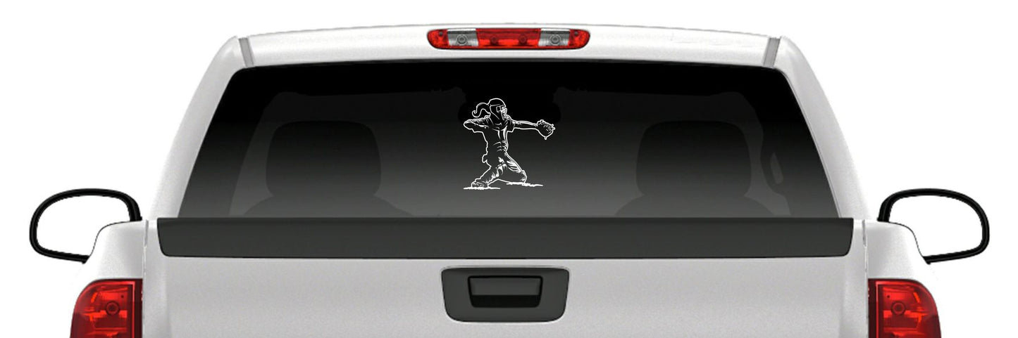Baseball Softball Catcher Sticker Slugger Glove Vinyl Decal