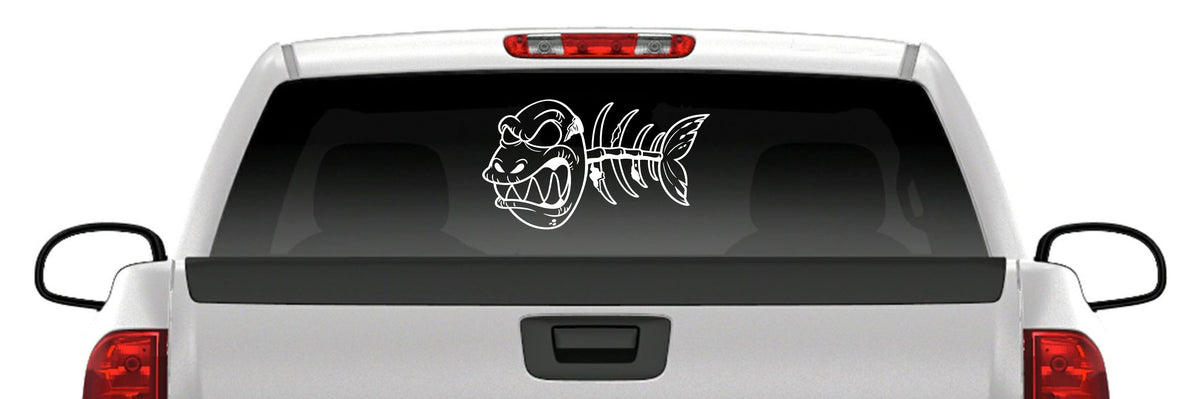 Zombie Fish Skeleton Vinyl Decal – Skull Bowfishing Sticker