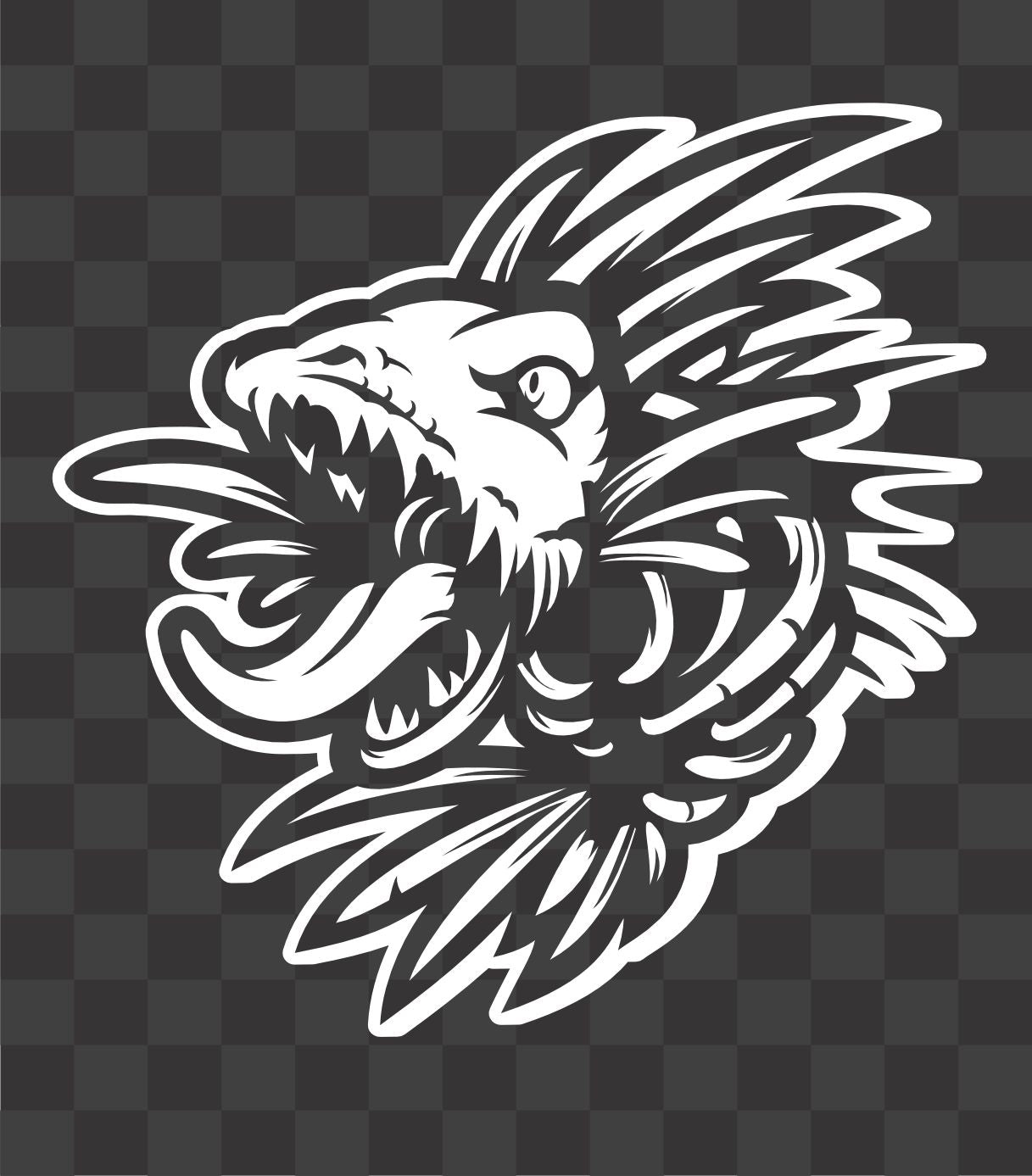 Scary Zombie Fish Skeleton Vinyl Decal – Evil Fishing Skull Sticker (2 color)