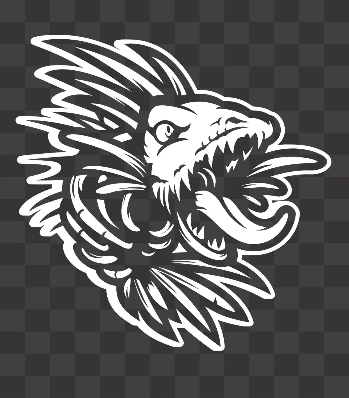 Scary Zombie Fish Skeleton Vinyl Decal – Evil Fishing Skull Sticker (2 color)