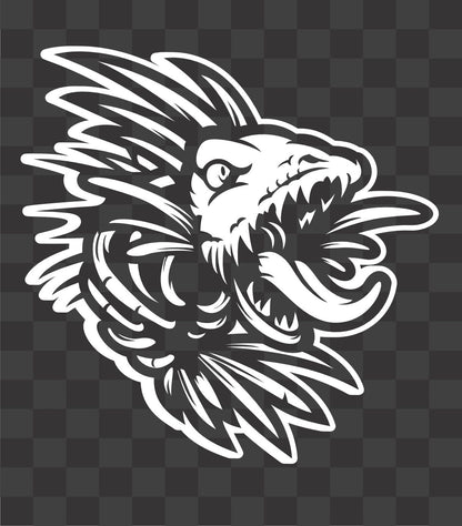 Scary Zombie Fish Skeleton Vinyl Decal – Evil Fishing Skull Sticker (2 color)
